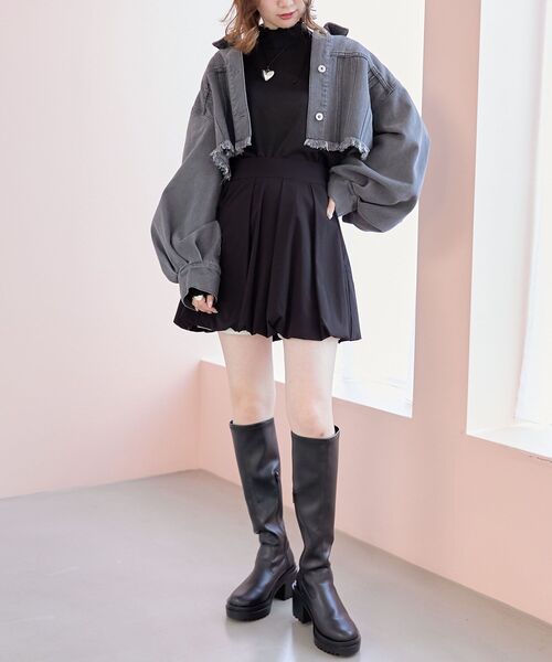 MAJESTIC LEGON（マジェスティックレゴン）の「クロップドGジャン（デニムジャケット・レディース・グレー/ピンク/ブルー・MEDIUM）」の12枚目の写真