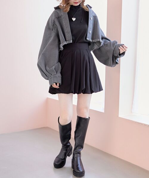 MAJESTIC LEGON（マジェスティックレゴン）の「クロップドGジャン（デニムジャケット・レディース・グレー/ピンク/ブルー・MEDIUM）」の13枚目の写真