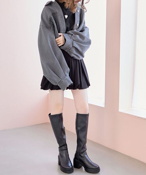 MAJESTIC LEGON（マジェスティックレゴン）の「クロップドGジャン（デニムジャケット・レディース・グレー/ピンク/ブルー・MEDIUM）」の15枚目の写真