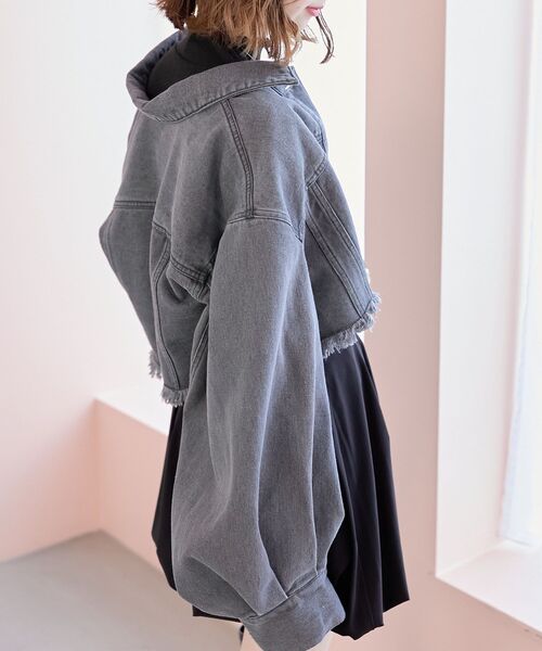 MAJESTIC LEGON（マジェスティックレゴン）の「クロップドGジャン（デニムジャケット・レディース・グレー/ピンク/ブルー・MEDIUM）」の18枚目の写真