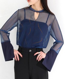 cheriella | 【cheriella】WEB限定前後2WAY袖切替マーブルシアートップス(Tシャツ/カットソー)