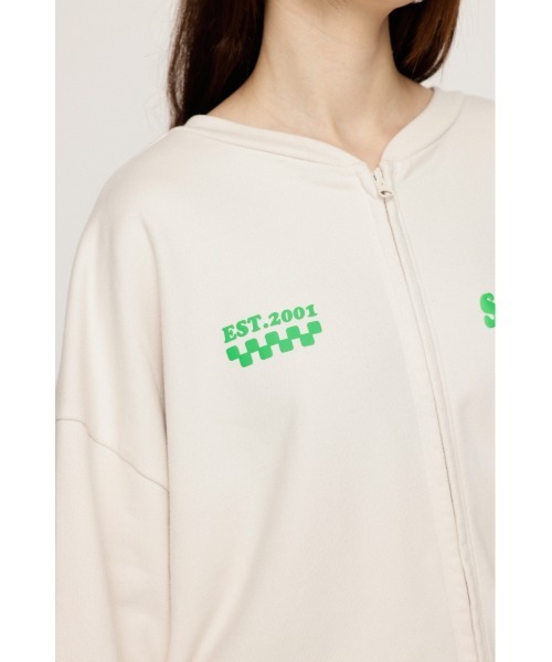 SLY（スライ）の「W FRONT LOGO ZIP UP SW ダブルフロント ロゴ ジップアップ スウェット（スウェット・レディース・オフホワイト/ブルー/ブラック/杢グレー・FREE）」の12枚目の写真