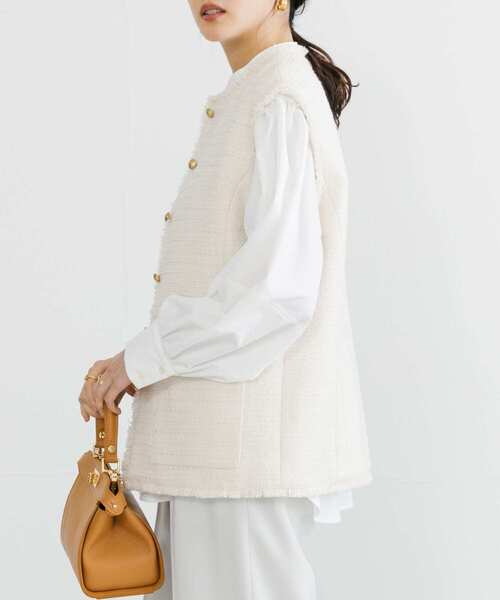 URBAN RESEARCH（アーバンリサーチ）の「ツイードノーカラージレ（ベスト・レディース・ネイビー/オフホワイト・FREE）」の8枚目の写真