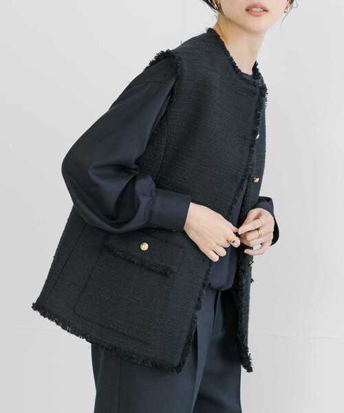 URBAN RESEARCH（アーバンリサーチ）の「ツイードノーカラージレ（ベスト・レディース・ネイビー/オフホワイト・FREE）」の21枚目の写真