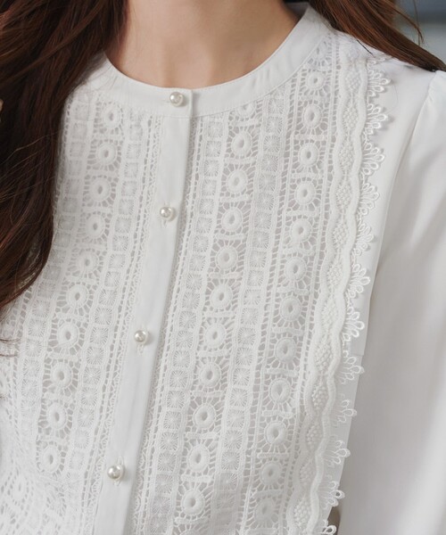 Tiaclasse（ティアクラッセ）の「レースブラウス（シャツ/ブラウス・レディース・オフホワイト/ブラック/ネイビー/ピンク/ライトグレー/ピンク系・S/M/L）」の18枚目の写真