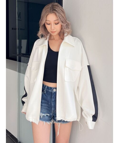 GYDA（ジェイダ）の「SymmetryGYDA ラインデザインジャケット（ブルゾン・レディース・オフホワイト/ブラック・FREE）」の13枚目の写真