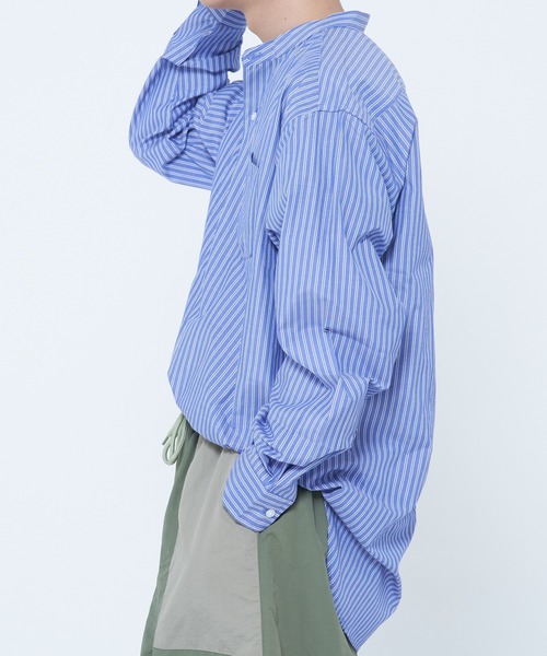 CORISCO（コリスコ）の「ブロード 長袖バンドカラーBIGシャツ(M1)（シャツ/ブラウス・メンズ・ホワイト/チャコールグレー/ブルー/その他4/その他1/その他2/その他3・X-LARGE/LARGE/MEDIUM）」の5枚目の写真