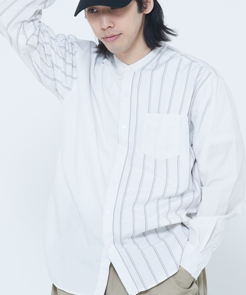 CORISCO（コリスコ）の「ブロード 長袖バンドカラーBIGシャツ(M1)（シャツ/ブラウス・メンズ・ホワイト/チャコールグレー/ブルー/その他4/その他1/その他2/その他3・X-LARGE/LARGE/MEDIUM）」の6枚目の写真