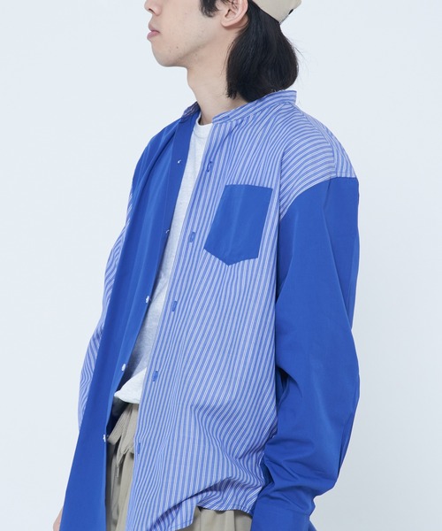 CORISCO（コリスコ）の「ブロード 長袖バンドカラーBIGシャツ(M1)（シャツ/ブラウス・メンズ・ホワイト/チャコールグレー/ブルー/その他4/その他1/その他2/その他3・X-LARGE/LARGE/MEDIUM）」の7枚目の写真