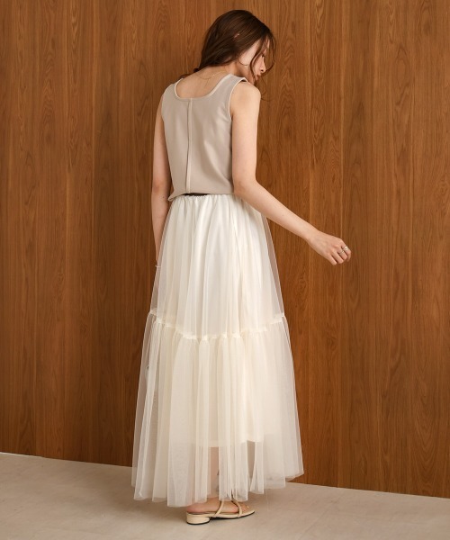 Bab（バブ）の「【S・M 展開】スクエアネックタックデザインタンクトップ（タンクトップ・レディース・ベージュ/アイボリー/ブラック・S/M）」の13枚目の写真