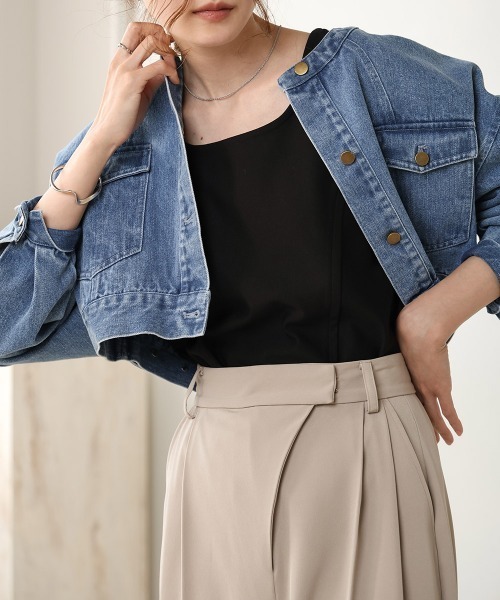 Bab（バブ）の「【S・M 展開】スクエアネックタックデザインタンクトップ（タンクトップ・レディース・ベージュ/アイボリー/ブラック・S/M）」の22枚目の写真