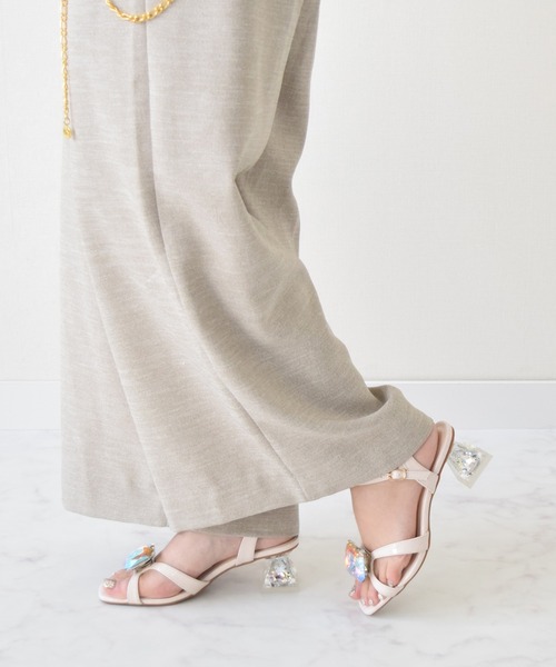 Bridget Birkin（ブリジットバーキン）の「【Bridget Birkin】ビッグビジューサンダル(542012)（サンダル・レディース・ブラック/ベージュ/ピンク/シルバー・24/23.5/23/24.5/22.5）」の2枚目の写真