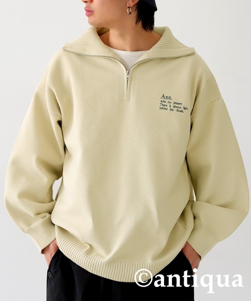 antiqua(アンティカ)の「刺繍ロゴニット(ニット/セーター・レディース・アイボリー/ネイビー/ブラック・R/P)」の18枚目の写真