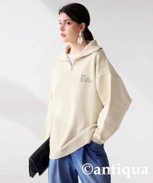 antiqua(アンティカ)の「刺繍ロゴニット(ニット/セーター・レディース・アイボリー/ネイビー/ブラック・R/P)」の16枚目の写真