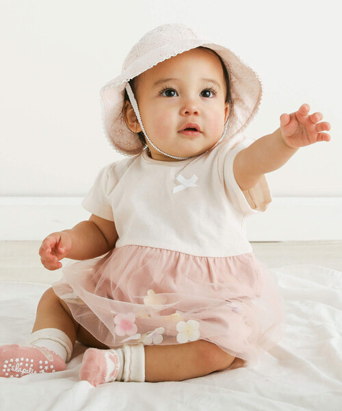 SLAP SLIP BABY（スラップスリップベビー）の「バック花柄リボンレース生地ハットベビー(44~48cm)（ハット・キッズ・ホワイト/ピンク・FREE）」の6枚目の写真
