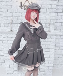 クロスチェーン付きプリーツスカパン