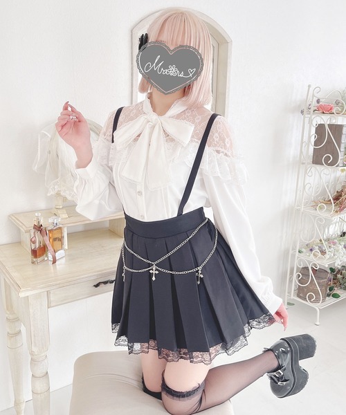 MA*RS(アメーバーマーズ)の「クロスチェーン付きプリーツスカパン(スカート・レディース・ブラック・FREE)」の4枚目の写真