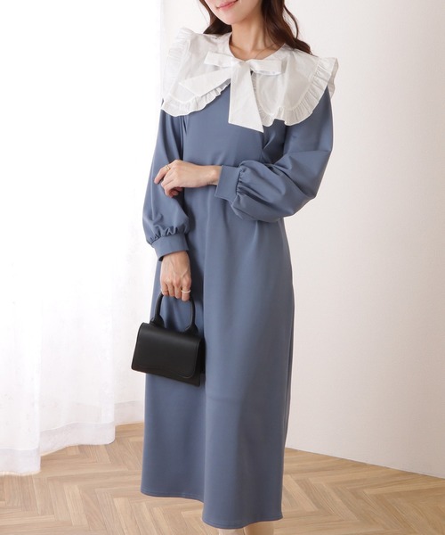 セール】3WAY フリル衿付き ロング カットソー ワンピース（ワンピース