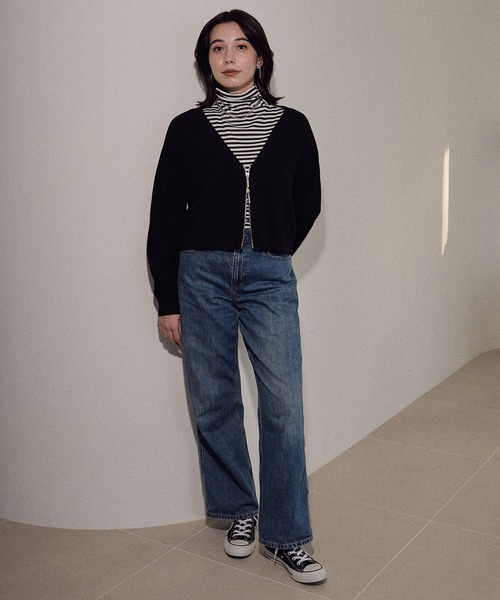 ECRIRE（エクリール）の「フロントＷジップショートカーディガン（ニット/セーター・レディース・グリーン/ブラック/オフホワイト・M）」の18枚目の写真