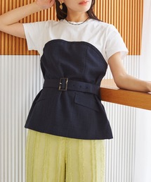 VIS | 【接触冷感・洗える】美easyコルセットドッキングプルオーバー(Tシャツ/カットソー)