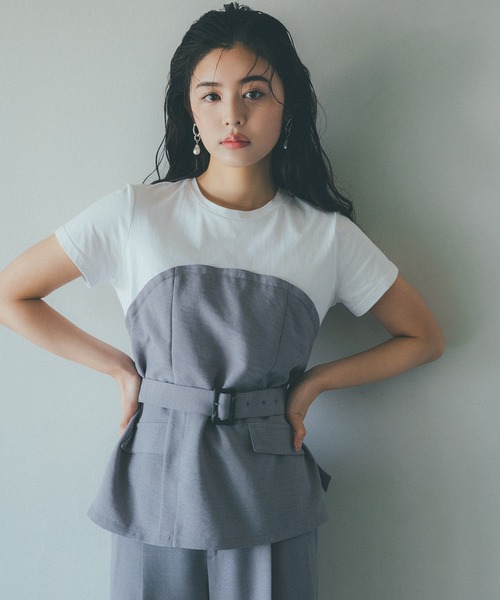 VIS（ビス）の「【接触冷感・洗える】美easyコルセットドッキングプルオーバー（Tシャツ/カットソー・レディース・グレー/ネイビー/ブルー系その他4/ピンク/ブラック・FREE）」の3枚目の写真