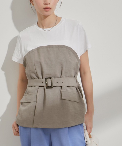 VIS（ビス）の「【接触冷感・洗える】美easyコルセットドッキングプルオーバー（Tシャツ/カットソー・レディース・グレー/ネイビー/ブルー系その他4/ピンク/ブラック・FREE）」の17枚目の写真