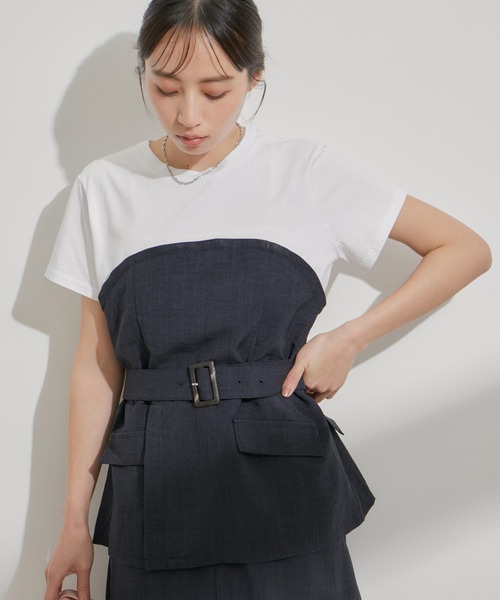 VIS（ビス）の「【接触冷感・洗える】美easyコルセットドッキングプルオーバー（Tシャツ/カットソー・レディース・グレー/ネイビー/ブルー系その他4/ピンク/ブラック・FREE）」の12枚目の写真