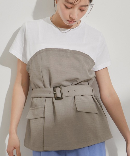 VIS（ビス）の「【接触冷感・洗える】美easyコルセットドッキングプルオーバー（Tシャツ/カットソー・レディース・グレー/ネイビー/ブルー系その他4/ピンク/ブラック・FREE）」の9枚目の写真