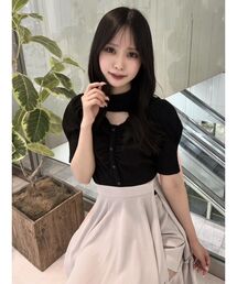 EATME | 【EATME×MISA KUROSAKI】FRONTボタンデコルテリブTOP(Tシャツ/カットソー)