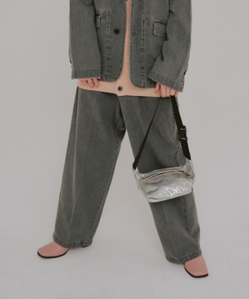 WHIMSIC(ウィムジック)の「【UNISEX/2サイズ展開/SETUP対応】コットンリネンデニムスラックス(デニムパンツ・メンズ・チャコールグレー/ブルー・1/2)」の2枚目の写真