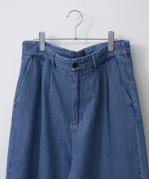 WHIMSIC(ウィムジック)の「【UNISEX/2サイズ展開/SETUP対応】コットンリネンデニムスラックス(デニムパンツ・メンズ・チャコールグレー/ブルー・1/2)」の5枚目の写真