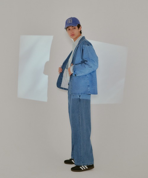 WHIMSIC(ウィムジック)の「【UNISEX/2サイズ展開/SETUP対応】コットンリネンデニムスラックス(デニムパンツ・メンズ・チャコールグレー/ブルー・1/2)」の11枚目の写真