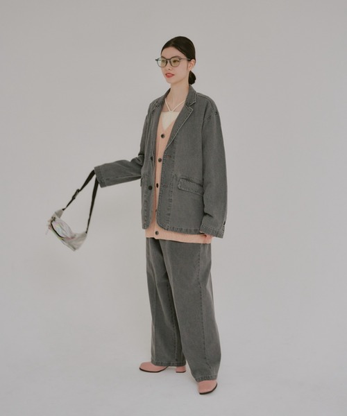 WHIMSIC(ウィムジック)の「【UNISEX/2サイズ展開/SETUP対応】コットンリネンデニムスラックス(デニムパンツ・メンズ・チャコールグレー/ブルー・1/2)」の17枚目の写真