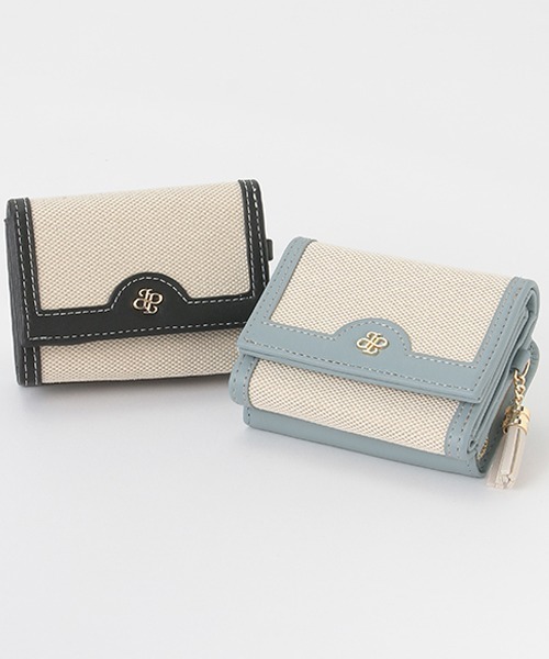 pom ponette junior（ポンポネットジュニア）の「異素材コンビ三つ折り財布（財布・キッズ・ブラック/ライトブルー・FREE）」の3枚目の写真