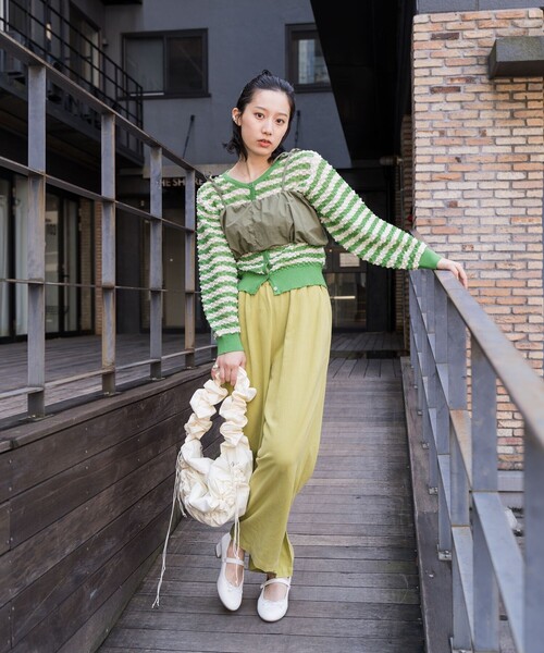 FREAK'S STORE(フリークスストア)の「シアー ボーダー ニットカーディガン(カーディガン/ボレロ・レディース・ネイビー/グリーン・フリ-)」の6枚目の写真