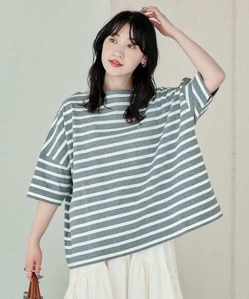 セール】限定展開 ボートネック バスクボーダー 半袖 Tシャツ（T