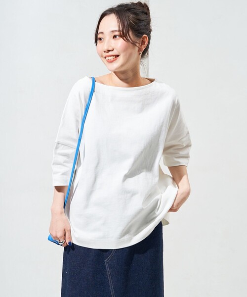 FREAK'S STORE（フリークスストア）の「限定展開　ボートネック バスクボーダー 半袖 Tシャツ（Tシャツ/カットソー・レディース・チャコールグレー/オフホワイト/その他15/ブラック/ブルー/レッド/グリーン/その他13/ベージュ/ネイビー・ﾌﾘ-）」の18枚目の写真