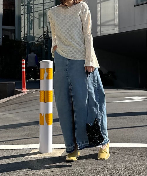 mi via loca(ミヴィアロカ)の「フラワーレースジャガード メロー配色トップス(Tシャツ/カットソー・レディース・オフホワイト/ブラック/ベージュ/ブラック系その他・FREE)」の15枚目の写真