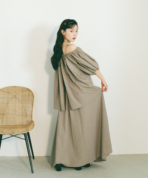 VANNIE U（ヴァニーユー）の「ボリュームギャザーロングスカート（スカート・レディース・アイボリー/グレー/ブラック/ベージュ・FREE）」の13枚目の写真