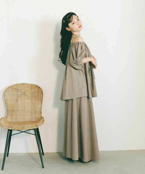 VANNIE U（ヴァニーユー）の「ボリュームギャザーロングスカート（スカート・レディース・アイボリー/グレー/ブラック/ベージュ・FREE）」の14枚目の写真