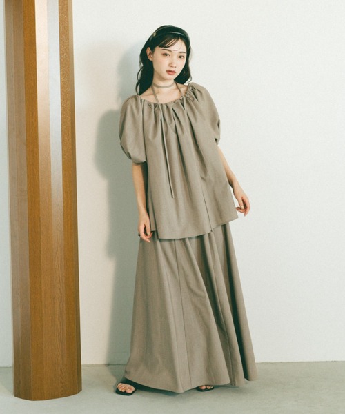 VANNIE U（ヴァニーユー）の「ボリュームギャザーロングスカート（スカート・レディース・アイボリー/グレー/ブラック/ベージュ・FREE）」の10枚目の写真