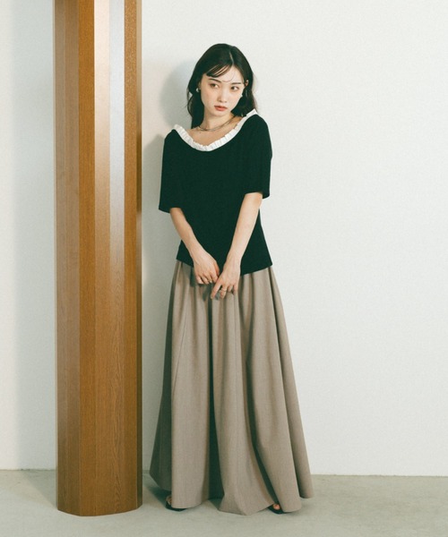 VANNIE U（ヴァニーユー）の「ボリュームギャザーロングスカート（スカート・レディース・アイボリー/グレー/ブラック/ベージュ・FREE）」の5枚目の写真