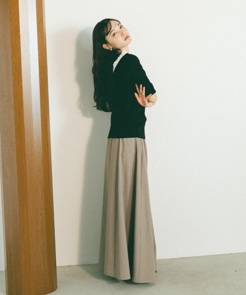 VANNIE U（ヴァニーユー）の「ボリュームギャザーロングスカート（スカート・レディース・アイボリー/グレー/ブラック/ベージュ・FREE）」の8枚目の写真