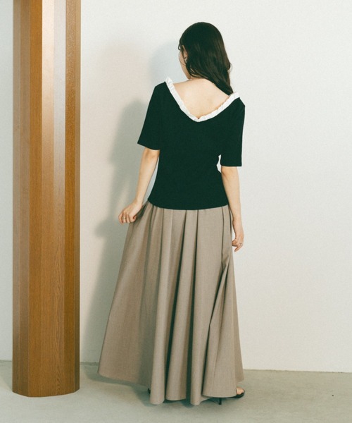 VANNIE U（ヴァニーユー）の「ボリュームギャザーロングスカート（スカート・レディース・アイボリー/グレー/ブラック/ベージュ・FREE）」の9枚目の写真