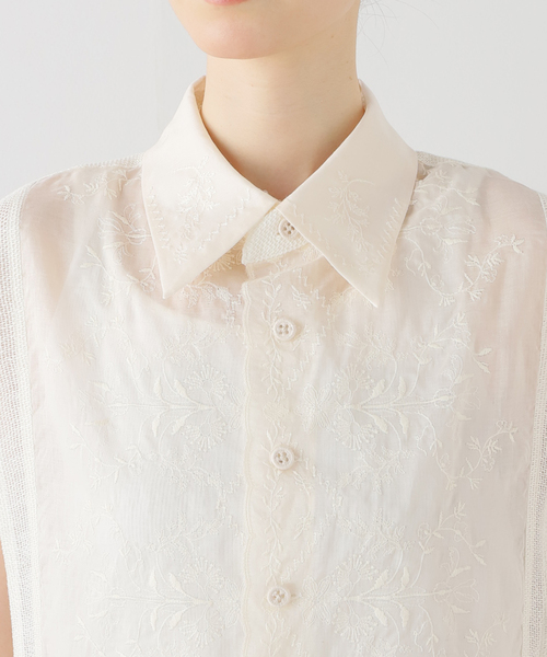 JANE SMITH / JOHN SMITH（ジェーンスミスジョンスミス）の「【JANE SMITH/ジェーンスミス】LINEN MESH EMBROIDERY SHIRT：シャツ（シャツ/ブラウス・レディース・ホワイト・SMALL）」の6枚目の写真