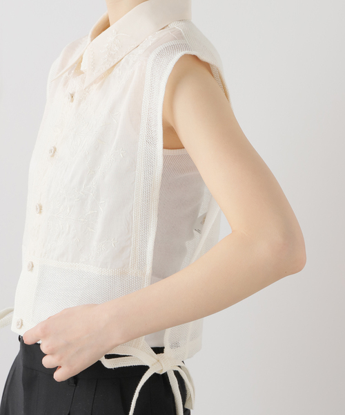 JANE SMITH / JOHN SMITH（ジェーンスミスジョンスミス）の「【JANE SMITH/ジェーンスミス】LINEN MESH EMBROIDERY SHIRT：シャツ（シャツ/ブラウス・レディース・ホワイト・SMALL）」の8枚目の写真