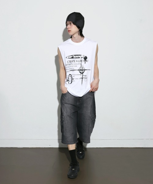 FOLLOWIN（フォロウィン）の「[UNISEX] [Short/Regularサイズ] ウォッシングVINTAGEカーゴバミューダパンツ（デニムパンツ・レディース・ブラック/ブルー・S-Short/M-Short/L-Short/S-Regular/M-Regular/L-Regular）」の4枚目の写真