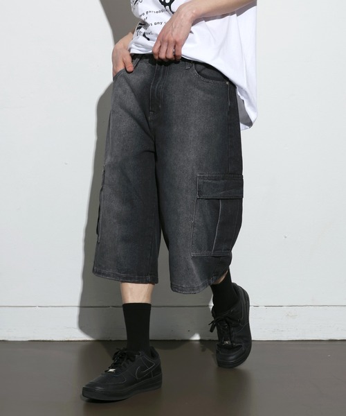 FOLLOWIN（フォロウィン）の「[UNISEX] [Short/Regularサイズ] ウォッシングVINTAGEカーゴバミューダパンツ（デニムパンツ・レディース・ブラック/ブルー・S-Short/M-Short/L-Short/S-Regular/M-Regular/L-Regular）」の7枚目の写真