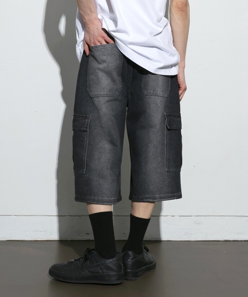 FOLLOWIN（フォロウィン）の「[UNISEX] [Short/Regularサイズ] ウォッシングVINTAGEカーゴバミューダパンツ（デニムパンツ・レディース・ブラック/ブルー・S-Short/M-Short/L-Short/S-Regular/M-Regular/L-Regular）」の8枚目の写真