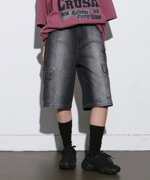 FOLLOWIN（フォロウィン）の「[UNISEX] [Short/Regularサイズ] ウォッシングVINTAGEカーゴバミューダパンツ（デニムパンツ・レディース・ブラック/ブルー・S-Short/M-Short/L-Short/S-Regular/M-Regular/L-Regular）」の17枚目の写真